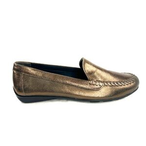 Walking Cradles Women Size 9.5 Bronze Leather Comfort Flat Shoe Whipstitched